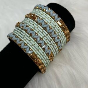 SkyBlue and Gold Bangle Set